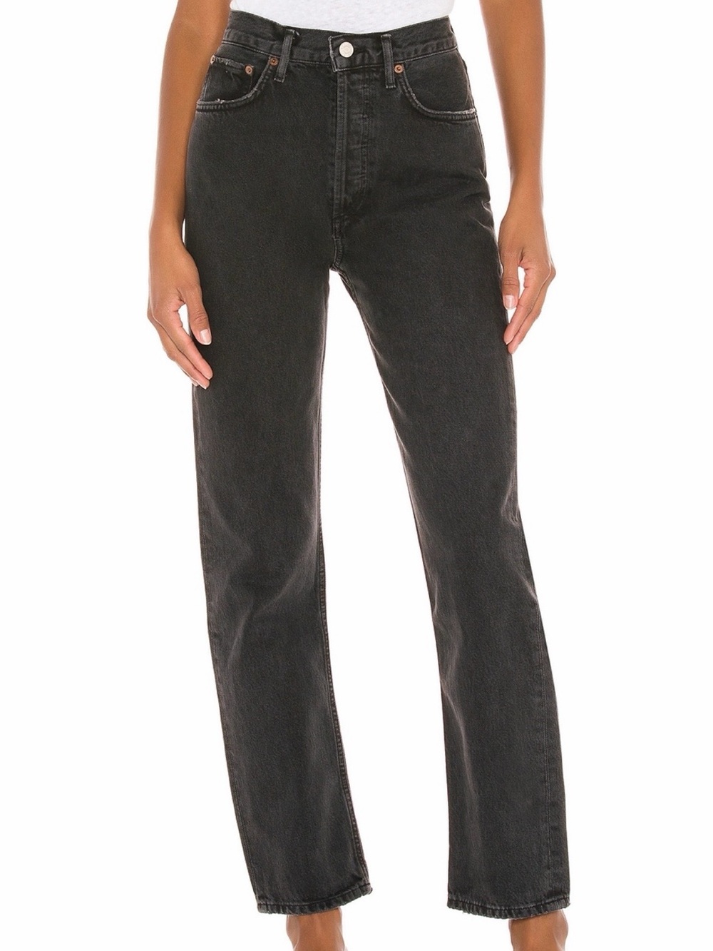 AGOLDE 90’s Pinch Waist Jeans Black Tea Washed Black High Rise Size 27